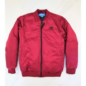 Adidas Mid Padded Women's Bomber Jacket Sz Small Red Burgundy Urban Streetwear